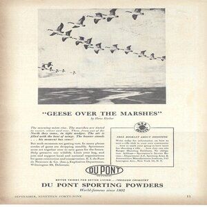 1949 DuPont Sporting Powders Geese Over Marshes Vintage Magazine Print Ad/Poster